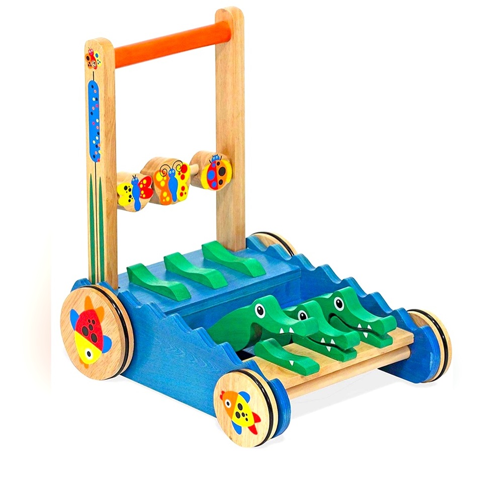 Melissa & Doug Deluxe Chomp Wooden Alligator Activity Push Walker (Ages 1+)